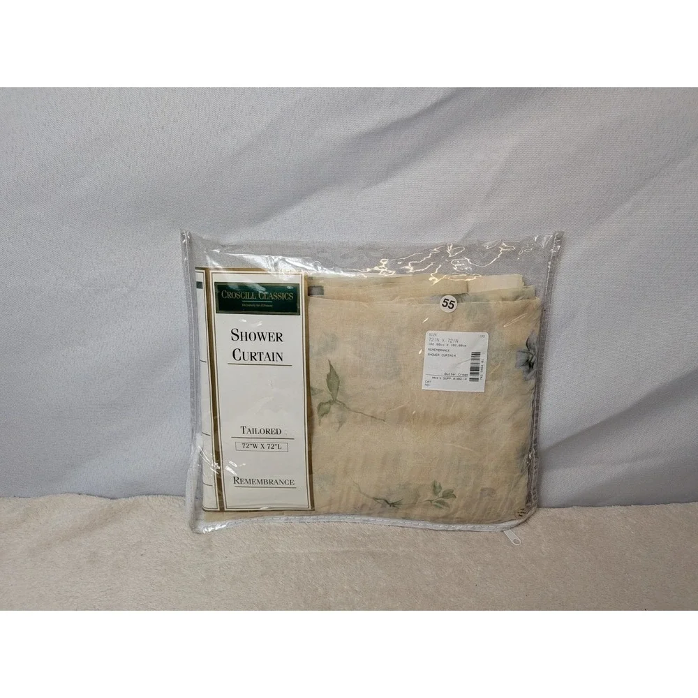 Croscill Classics Remembrance Shower Curtain Butter Cream Floral Cottagecore NIP